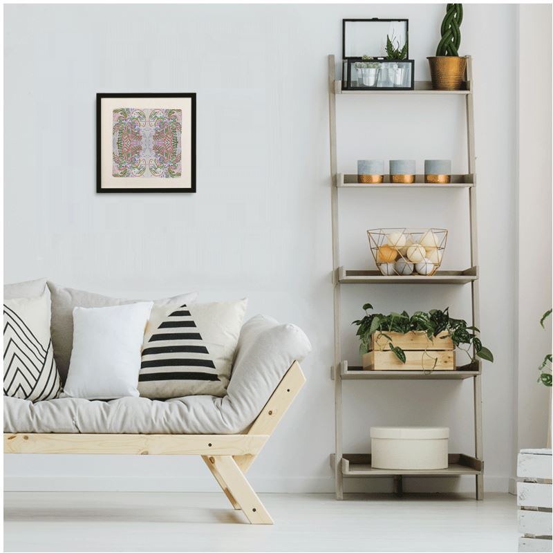 Wegene on framed silk scarf