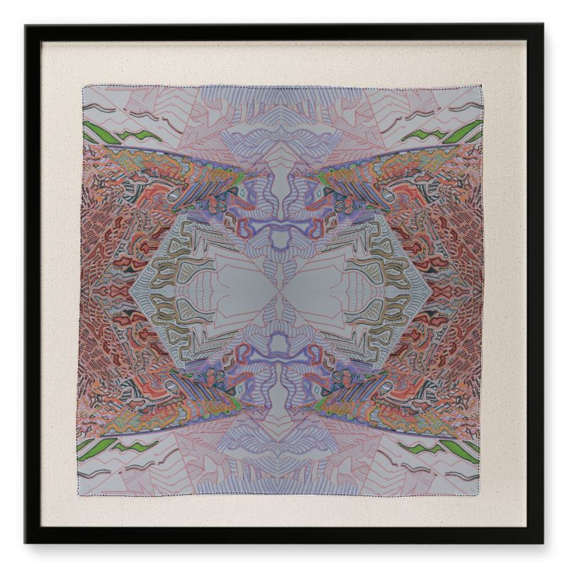 Guzo framed on silk scarf