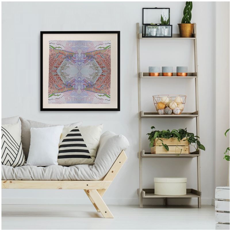 Guzo framed on silk scarf